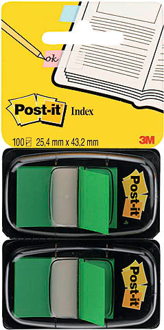 Index 2er Set 25,4x43,2mm grün 2x50 Stück POST-IT 680-G2