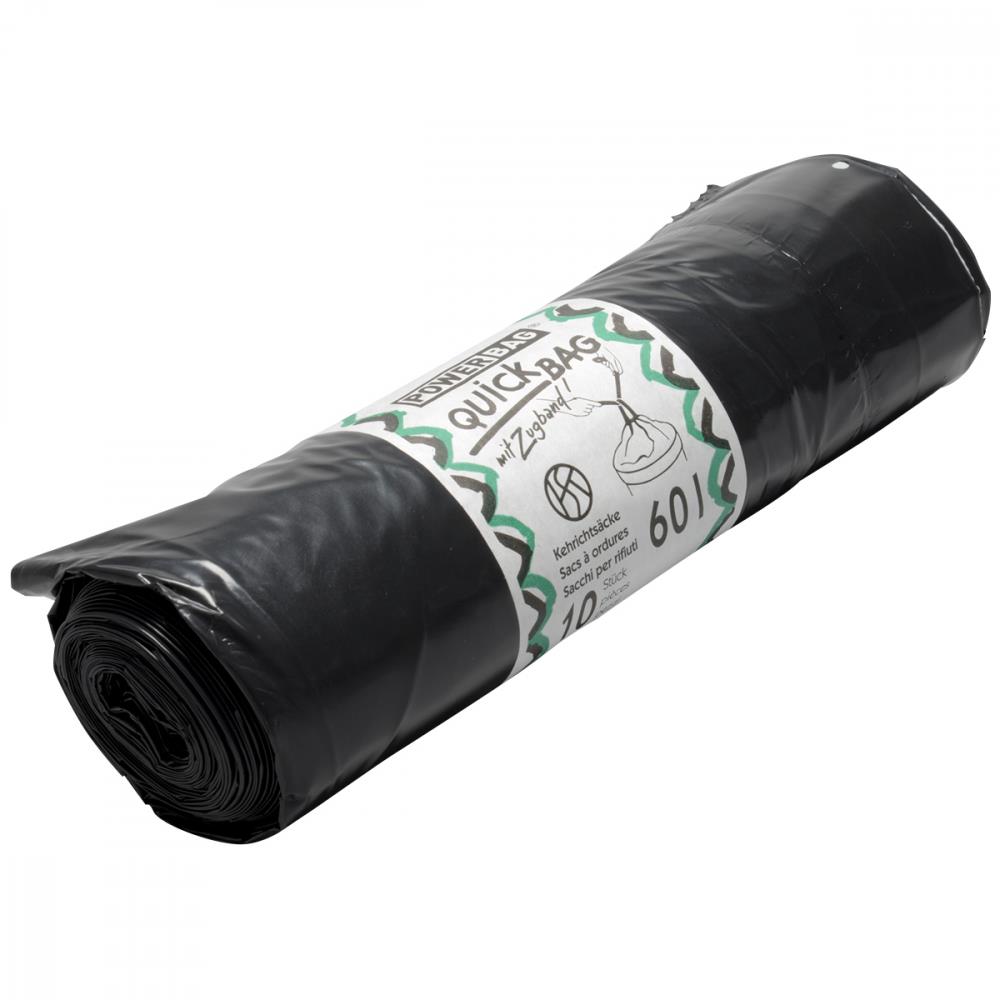 OKS Kehrichtsäcke Quickbag mit Zugband 60 L schwarz