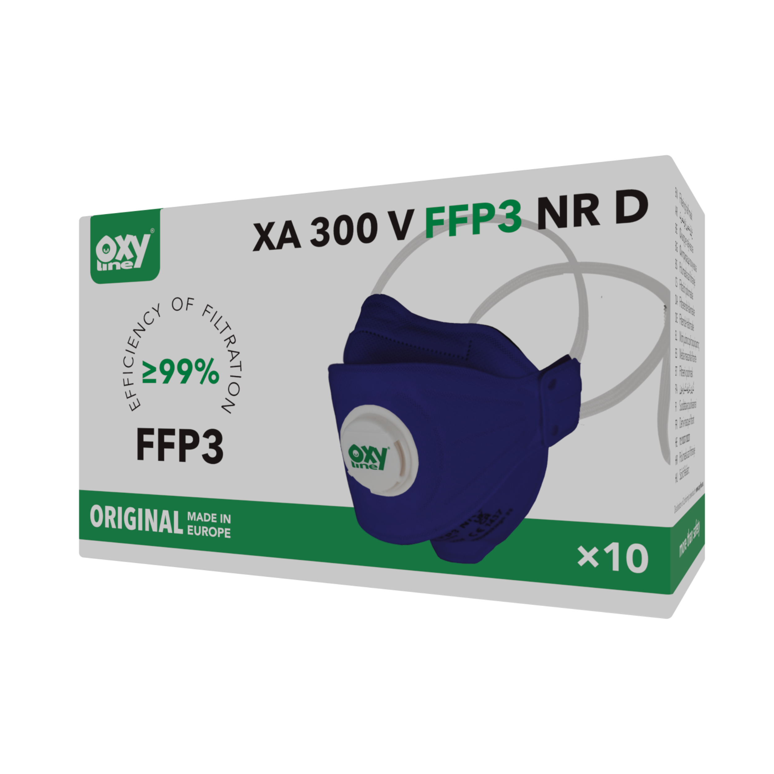 10 x Faltmaske Aurora FFP3 300 NR D blau mit Ausatemventil - 10 Masken