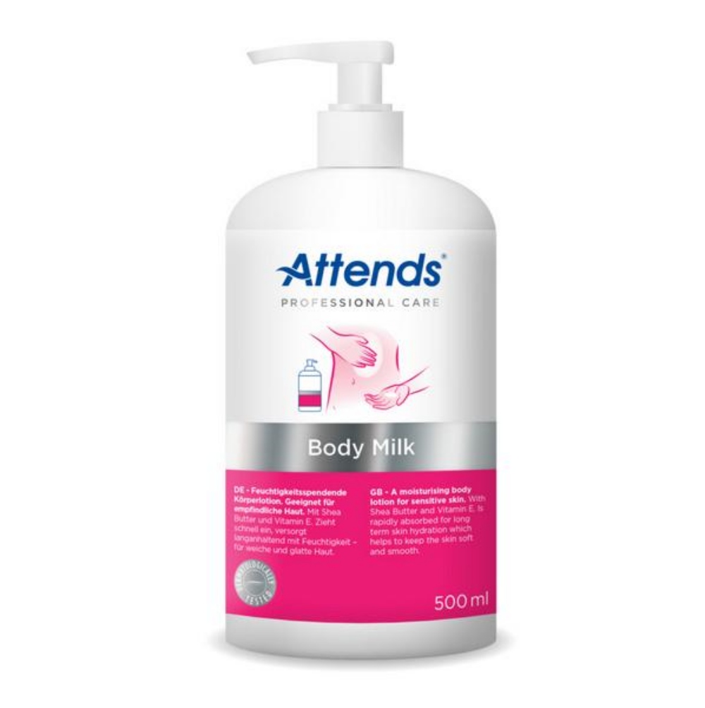ATTENDS Body Milk leicht parfümiert, pH: 5 - 6, mit Vitamin E, alkoholfrei, 500 ml