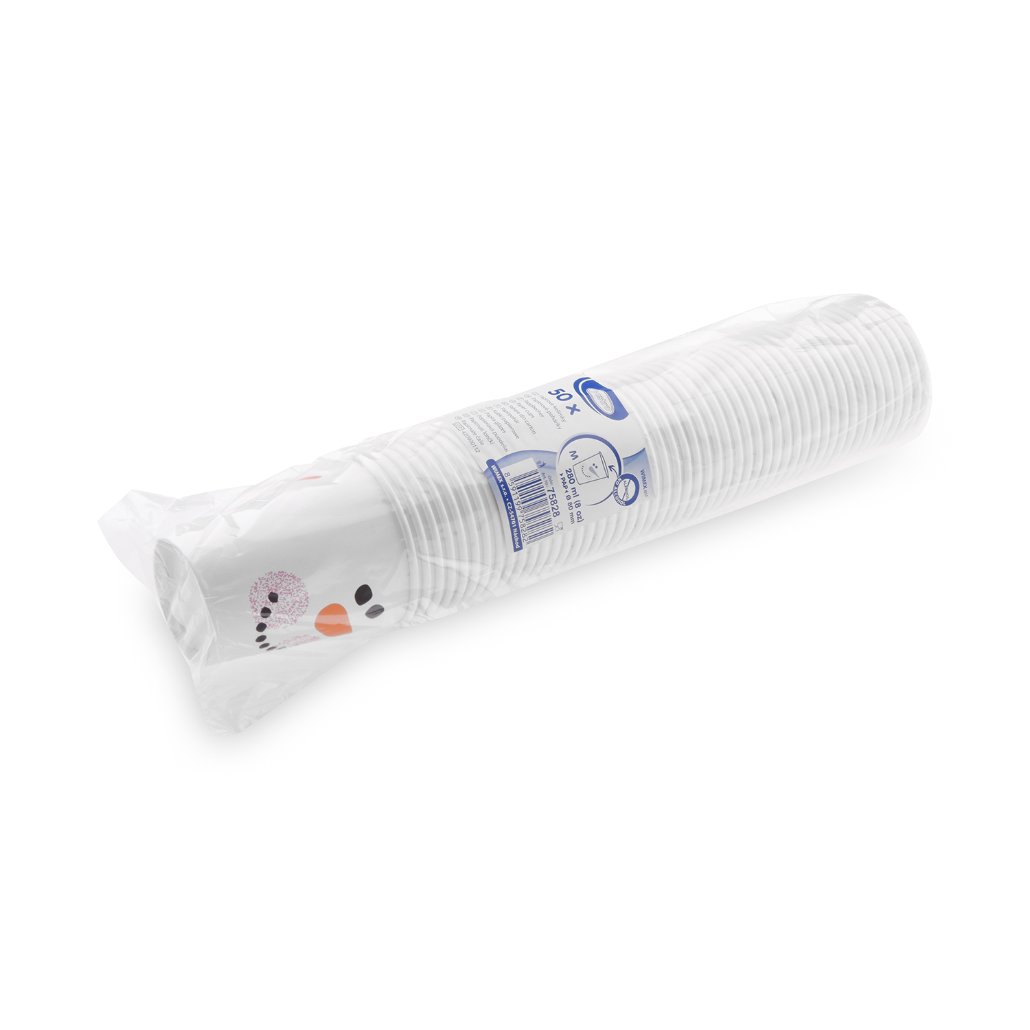 Pappbecher aus Papier FSC Mix/PE Schneemann für Take-away, 280 ml, Packung mit 50 Stück
