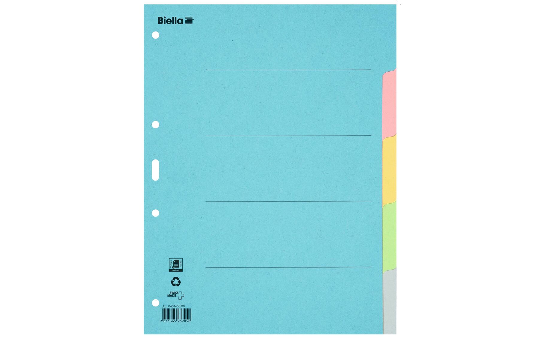 Register Karton farbig A4 5-teilig, blanko BIELLA 46140500U