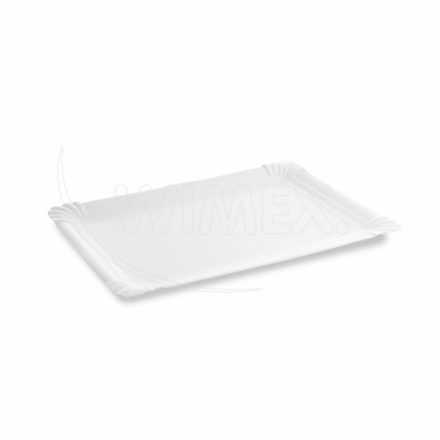 Pappteller aus Papier-Recycling weiss 21 x 29 cm für Buffet und Take-away, 125 Stück