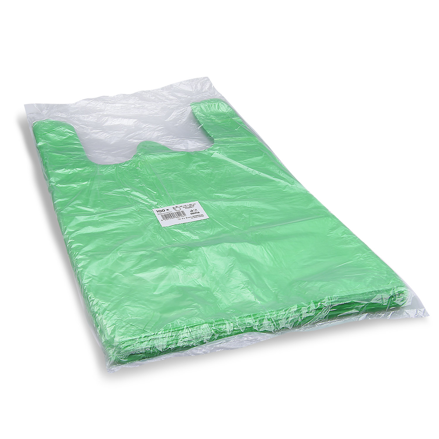 Hemdchen-Tragetasche HDPE grün 30+14 x 50 cm, Packung mit 100 Stück