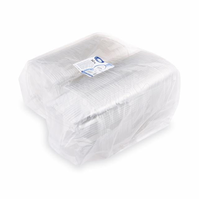 Rechteckbecher (rPET) mit Deckel klar 1000ml - 50 Stück