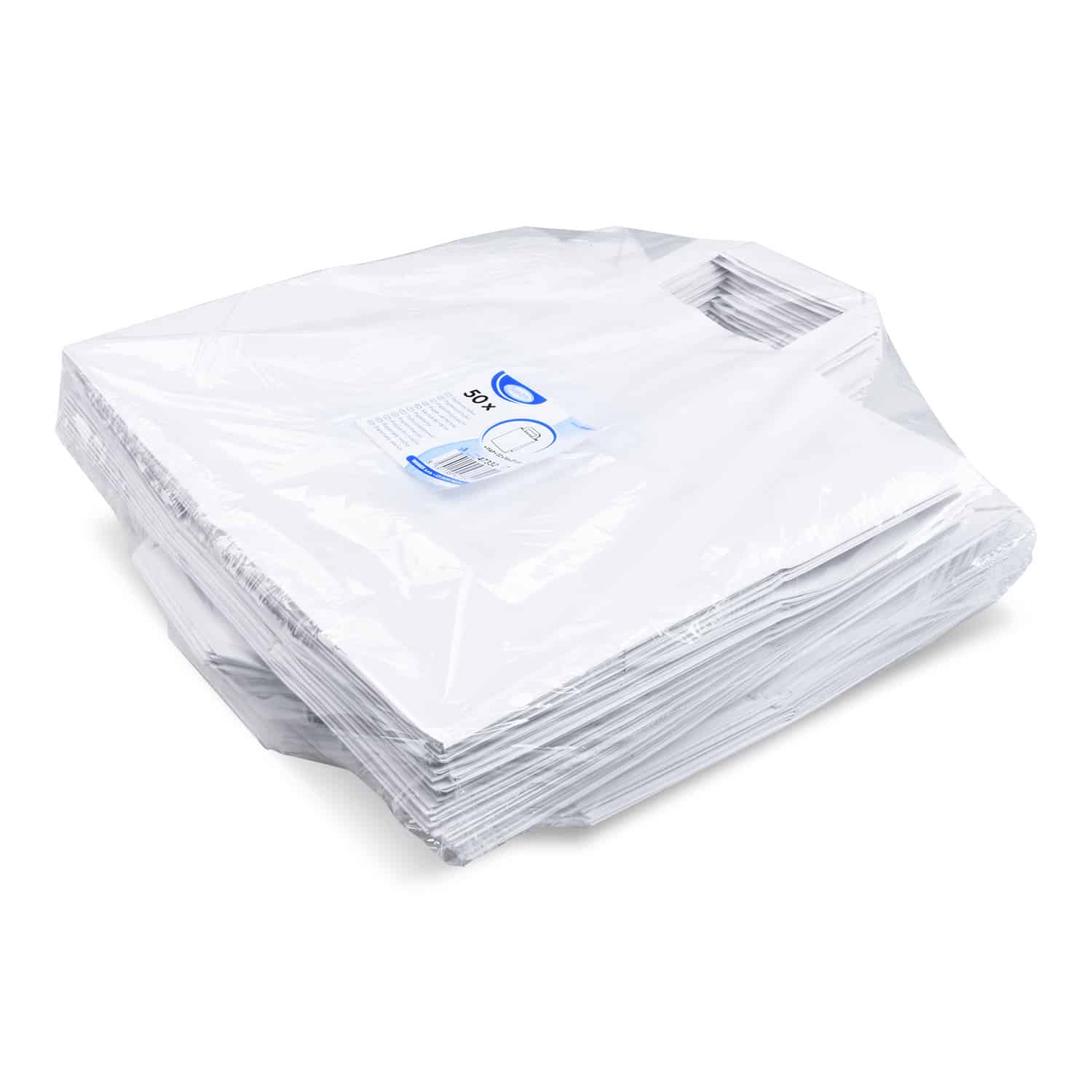 Papiertragetasche weiß 32+16 x 27 cm - 50 Stück