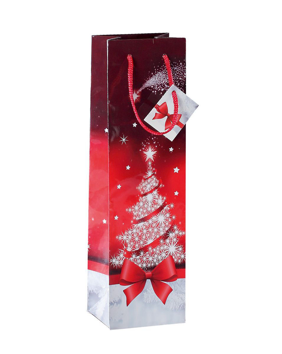 Geschenktasche Sparkling Tree Glanz 100x350x80mm 5  Stück SIGEL GT024