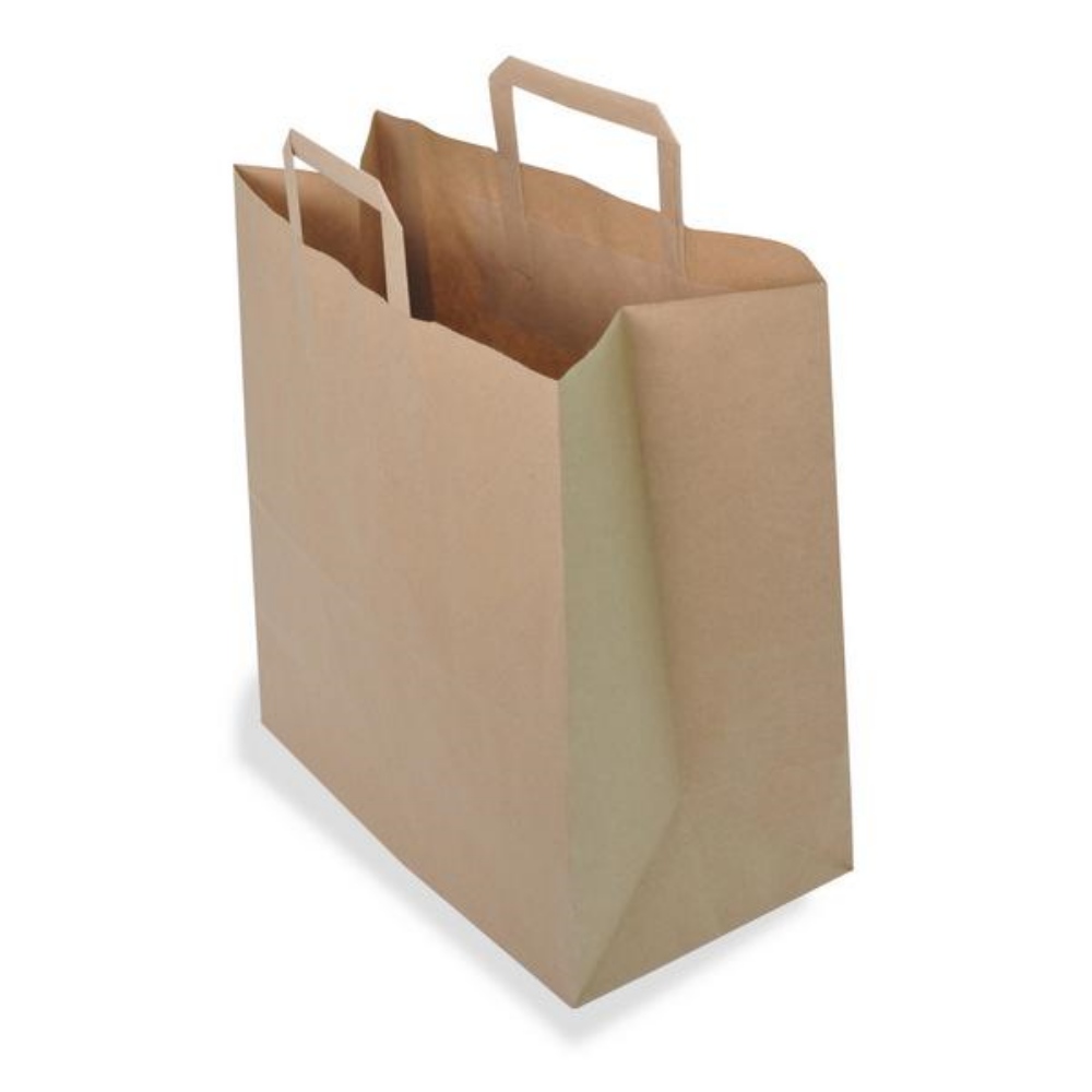 Tragtaschen Kraft-Papier, mit Klotzboden, braun, 32 × 22 + 24 cm, 80 g/m² 250 Stück
