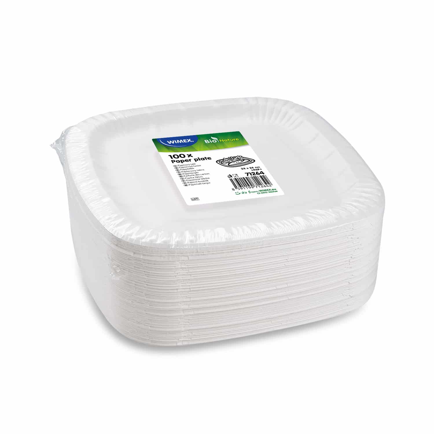 Pappteller quadratisch weiß 24 x 24 cm - 100 Stück