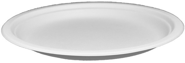 500 Teller, Bagasse, weiss, kompostierbar, Ø 261 × 20,6 mm