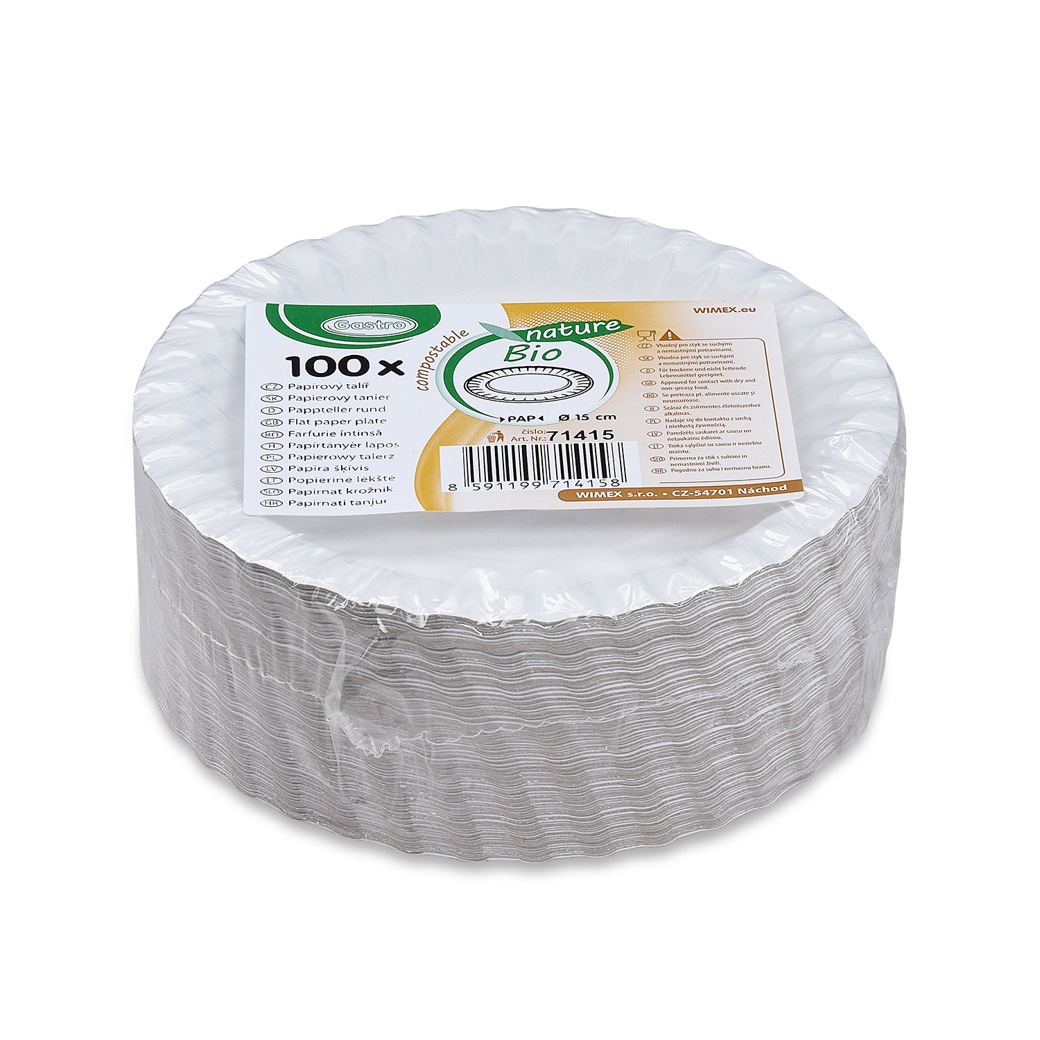 Pappteller weiß 15cm RECY - 100 Stück