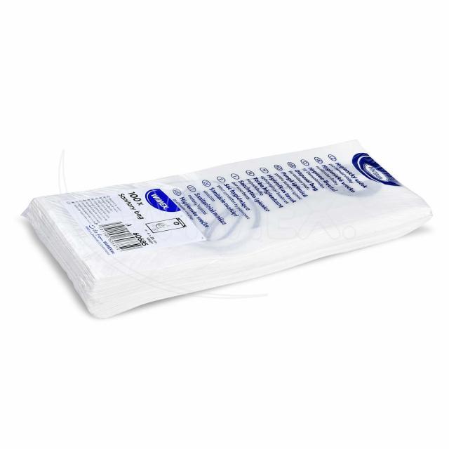 Hygiene-Beutel PAP weiss 11+4 x 28 cm für Gastronomie und Service, Packung mit 100 Stück
