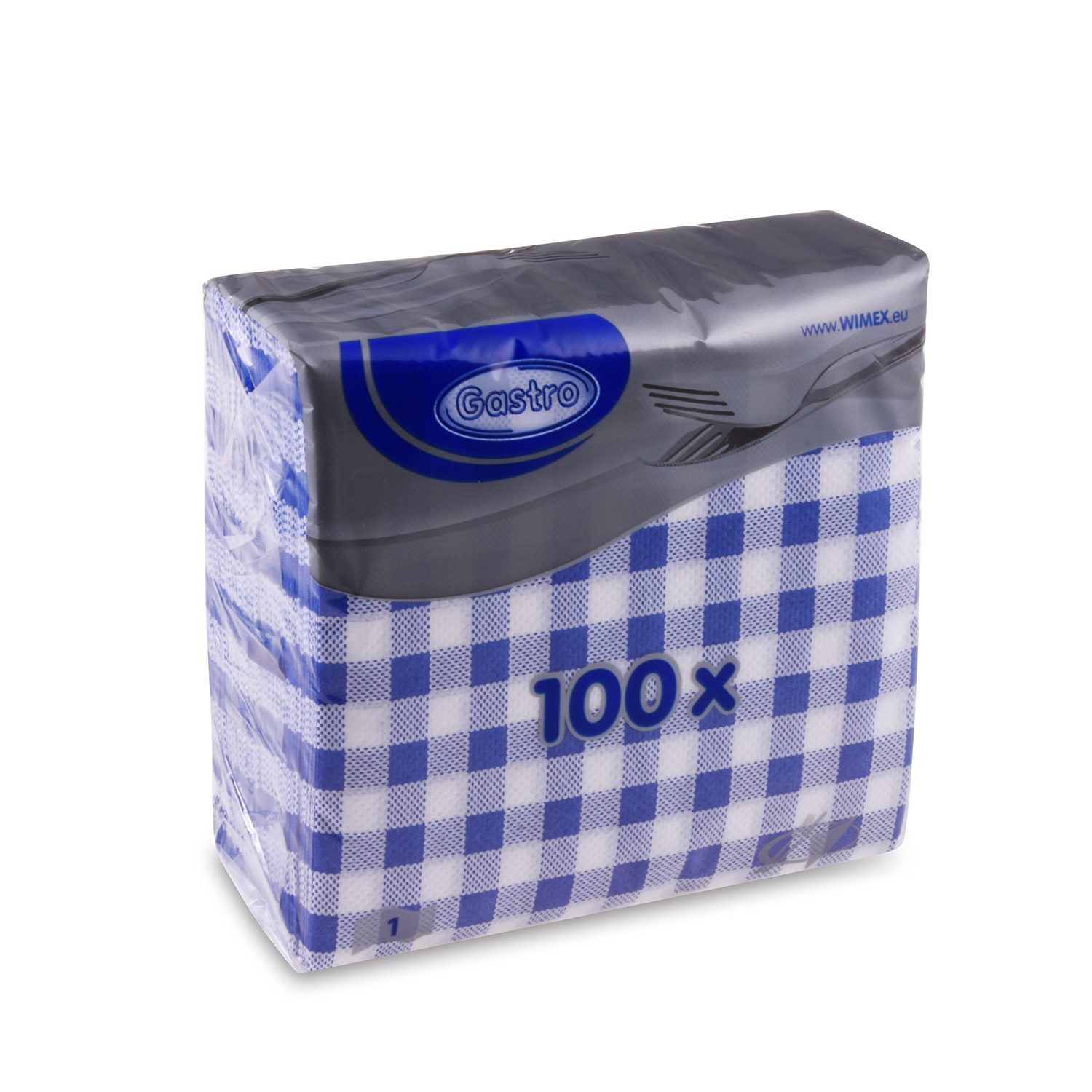 Serviette 1-lagig Karo blau 33 x 33 cm - 100 Stück