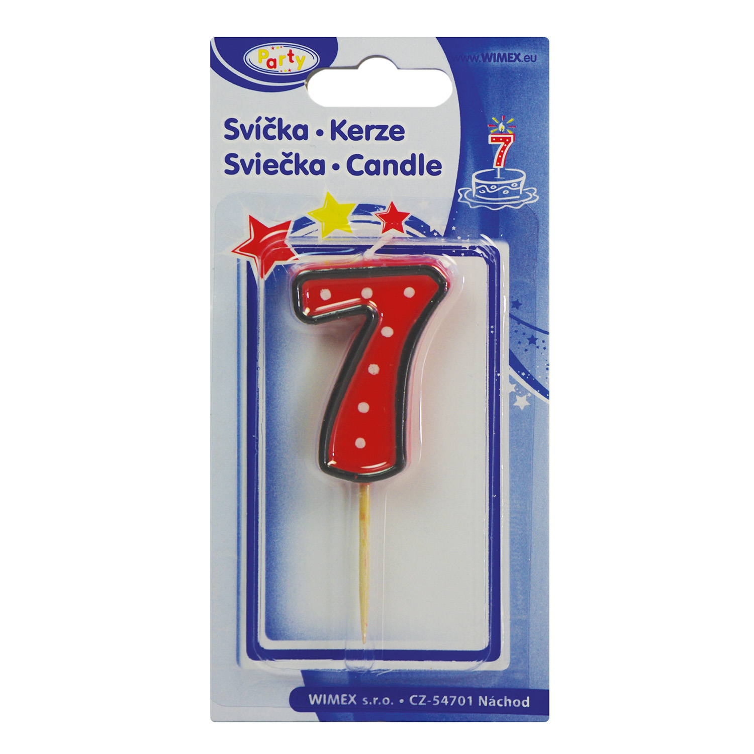 Zahlenkerze auf Holzpicker -7- 50mm - 1 Stück