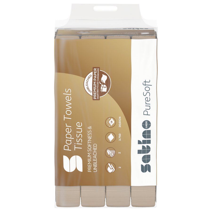Satino 277530 PureSoft Handtuchpapier 2-lagig Z-Falz 20,6x24 - 1 Pack à 3750 Blatt