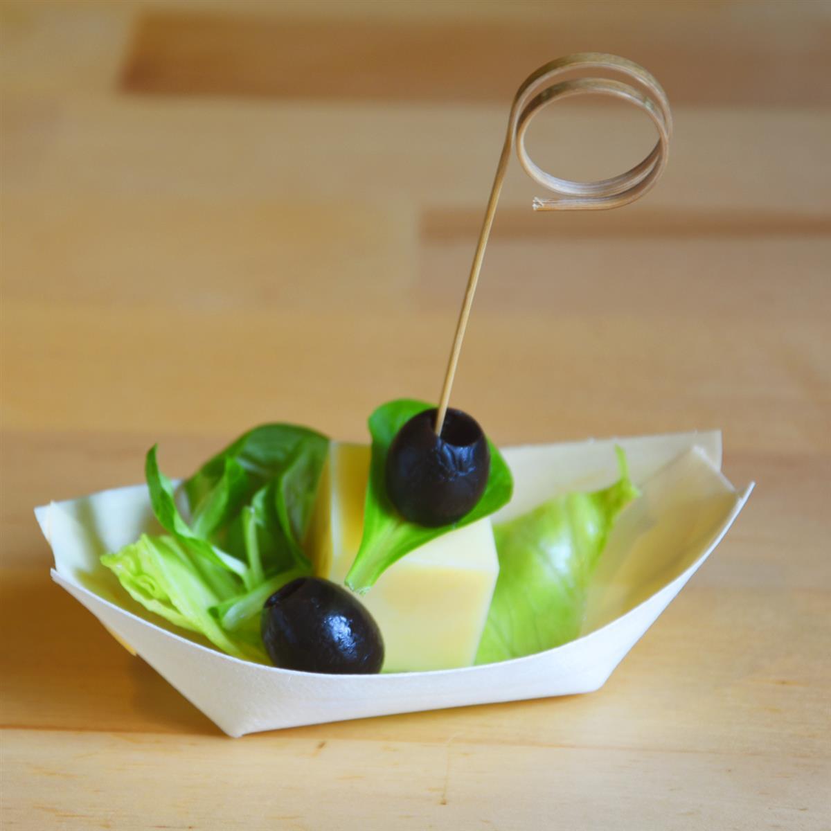 Fingerfood-Spieß Bambus FSC 100% Loop 11 cm für Apéro, Buffet und Catering, Packung mit 100 Stück