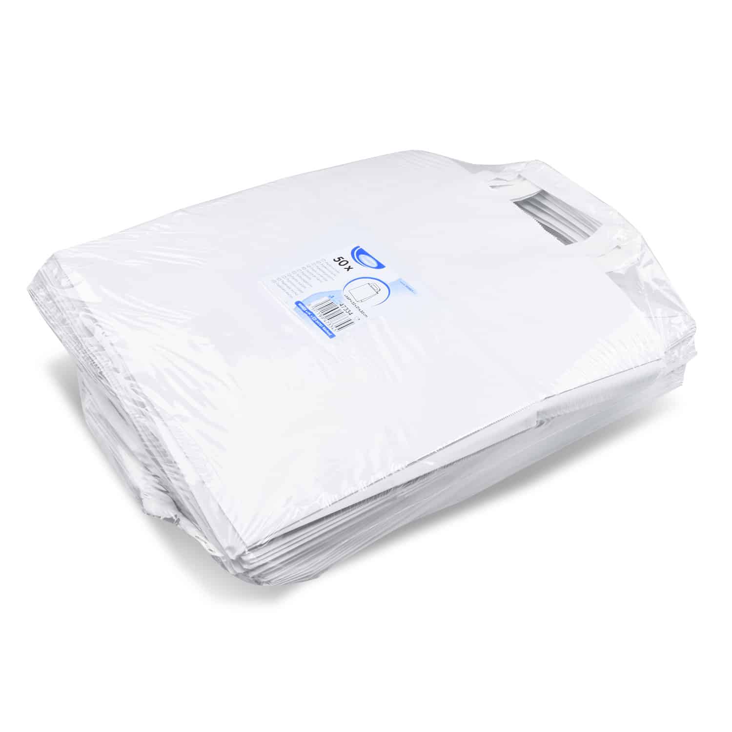 Papiertragetasche weiß 32+21 x 33 cm - 50 Stück