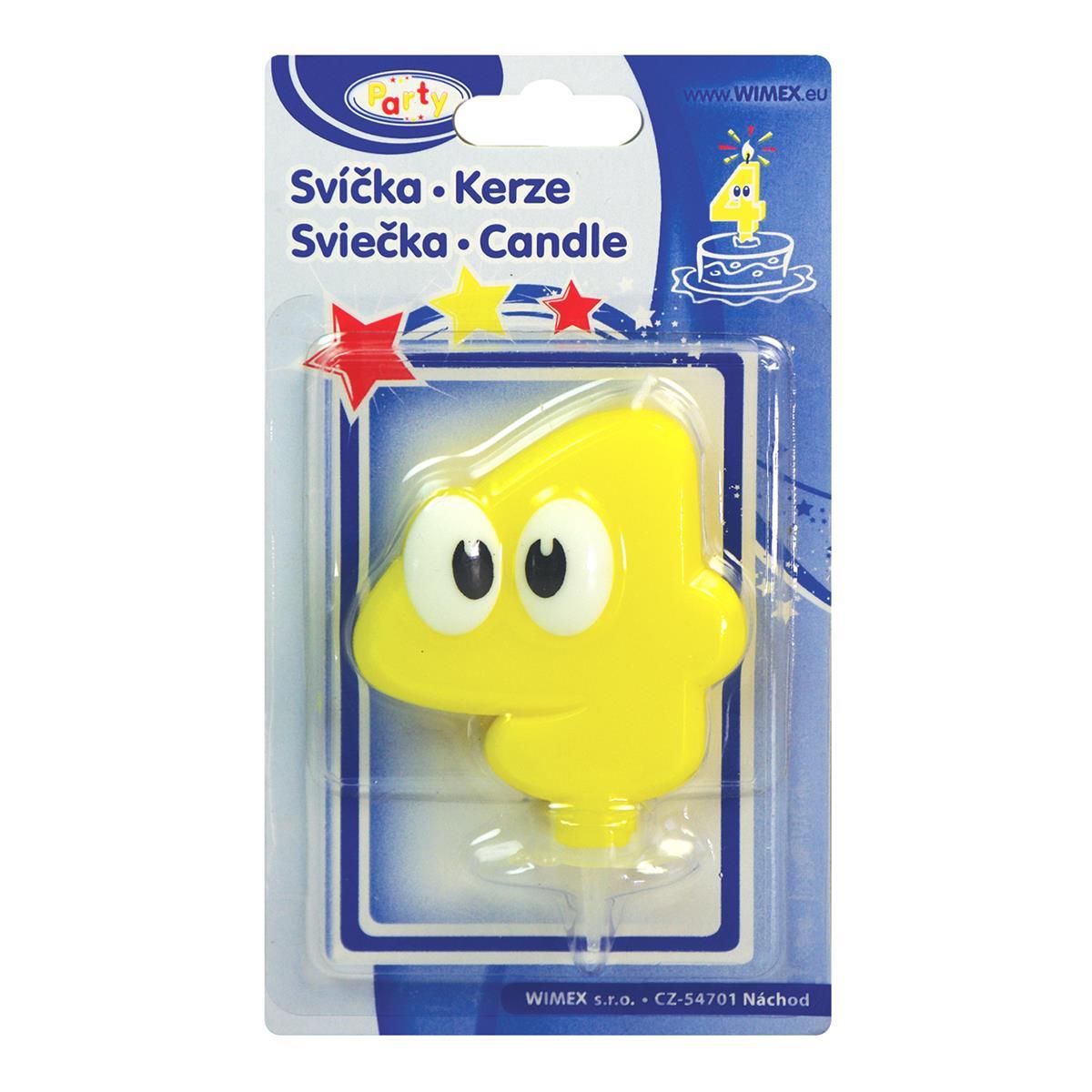 Zahlenkerze mit Halter -4- 80mm - 1 Stück