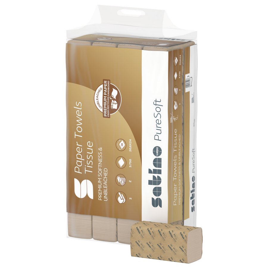 Satino 277530 PureSoft Handtuchpapier 2-lagig Z-Falz 20,6x24 - 1 Pack à 3750 Blatt