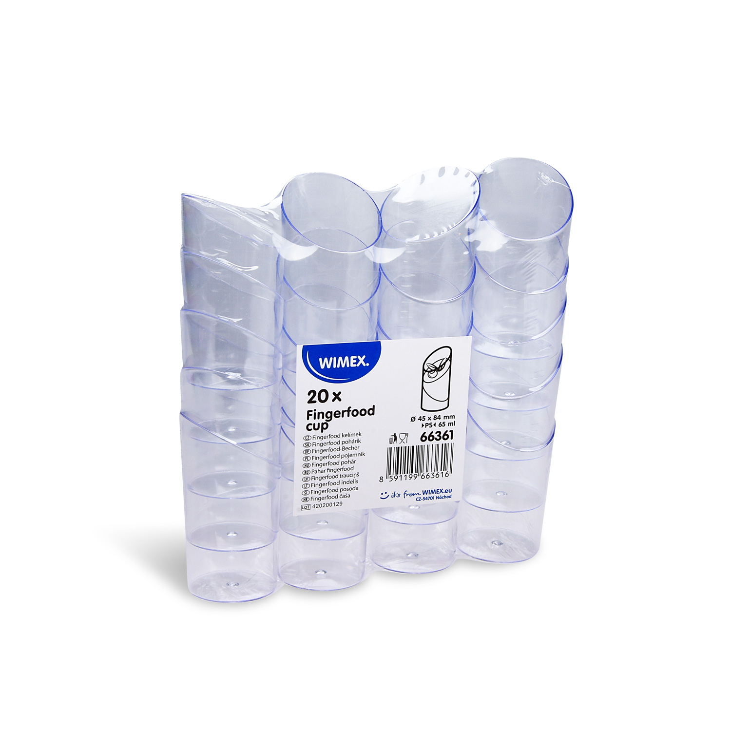 Fingerfood-Becher (PS) rund glasklar 45 x 84 mm 65ml - 20 Stück