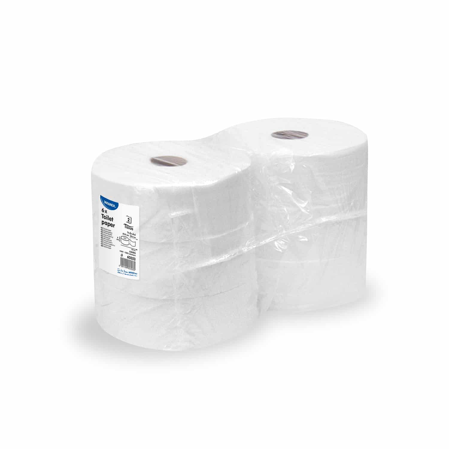 Toilettenpapier (Tissue) 2-lagig geprägt weiß JUMBO 23cm 170m - 6 Stück