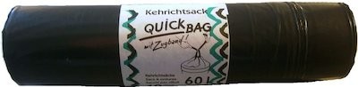 10 OKS Kehrichtsäcke 55my Quickbag mit Zugband 60 L schwarz