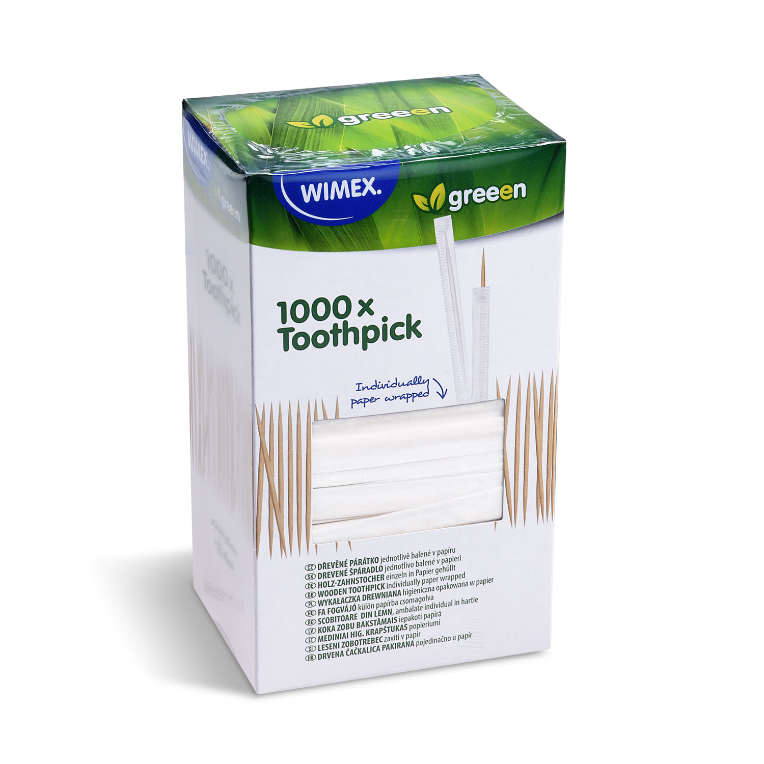 Zahnstocher aus Holz 2 x 65 mm einzeln in Papier verpackt - 1000 Stück