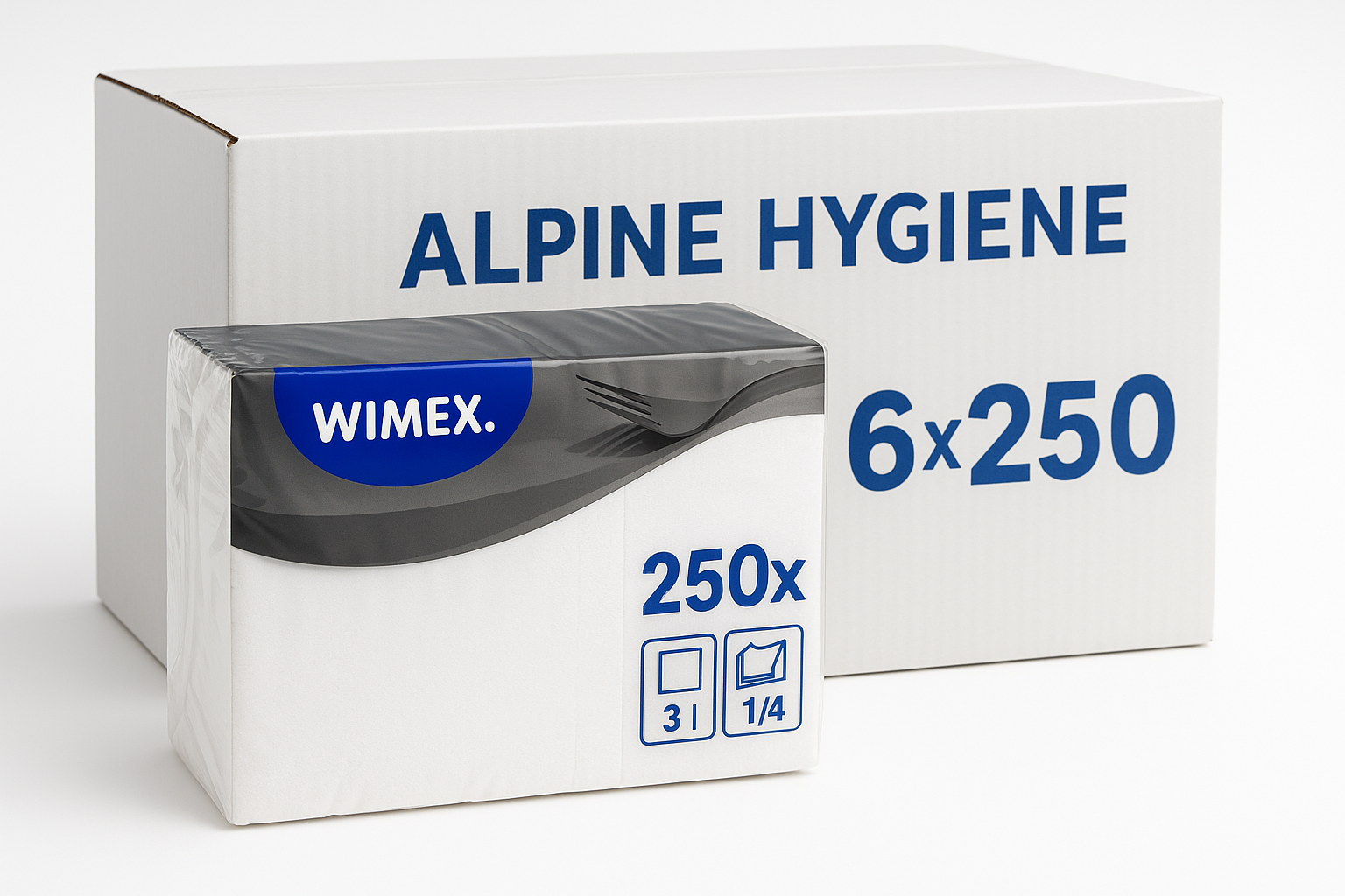 1500x Dinner-Servietten 3-lagig 1/4 -Falz weiss 40 x 40 cm