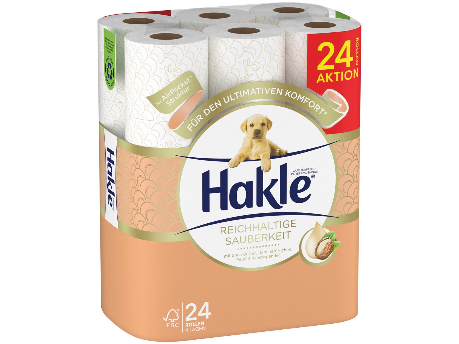 Hakle Toilettenpapier Reichhaltige Sauberkeit 4-lagig Sheabutter - 1 Sack à  24 Rollen