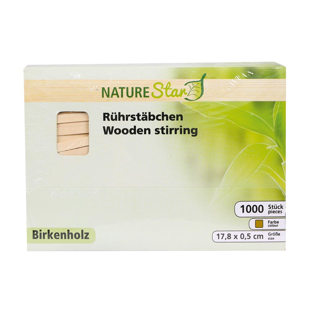 NATURE Star Rührstäbchen, aus Birkenholz, Länge: 140 mm
