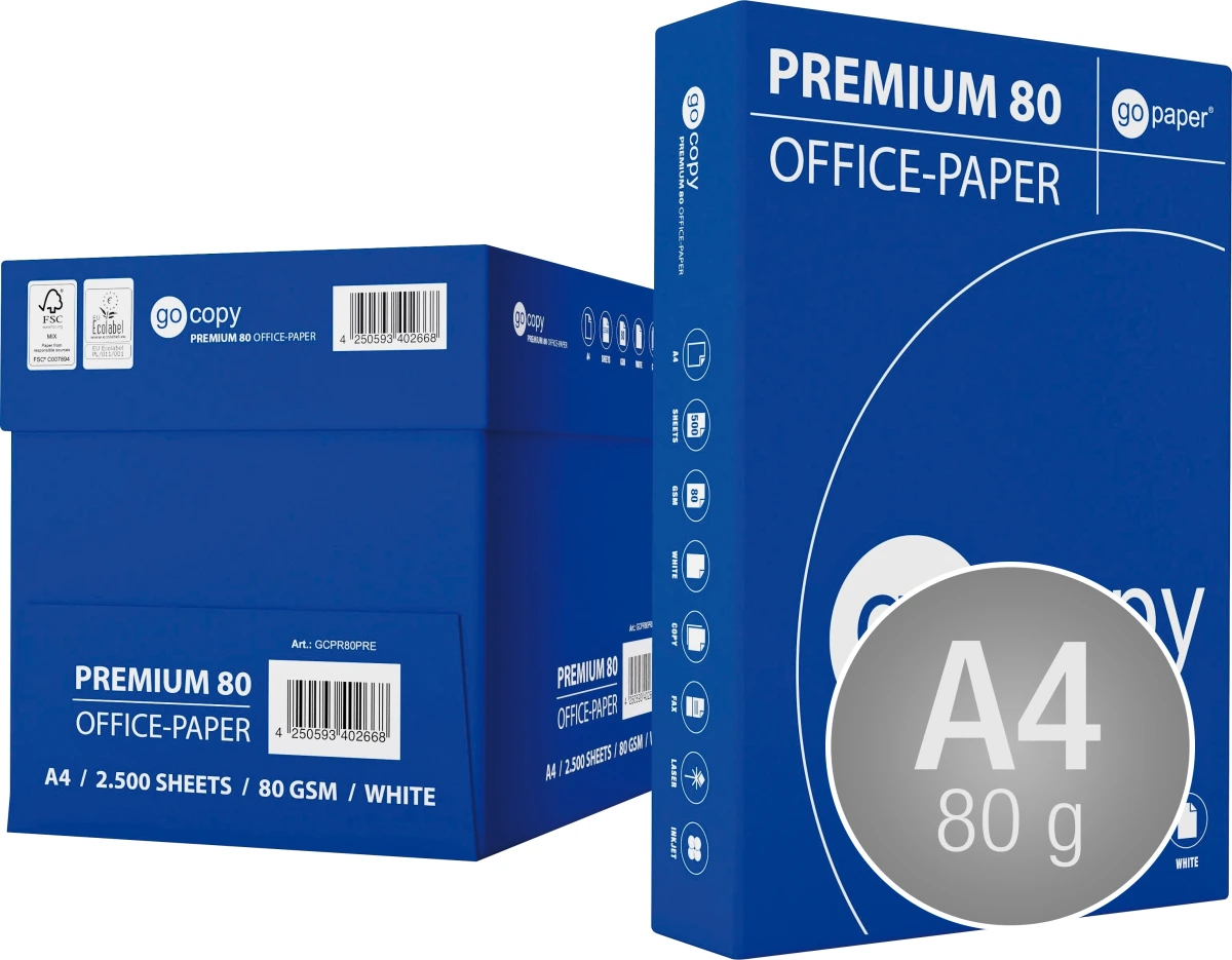 2500 Blatt Premium Kopierpapier A4 80g - Karton