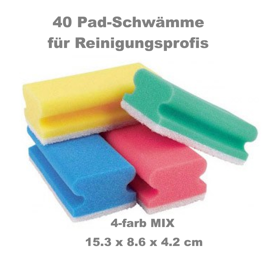 40x Schwamm-Pad breit (15,3 x 8,6 x 4,2cm) kratzfrei - Farbmix