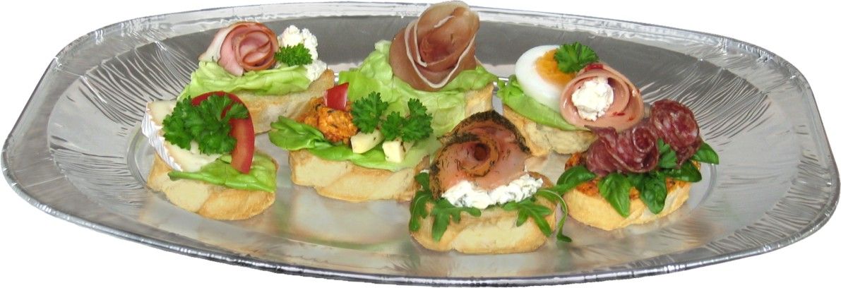 Catering-Platte ALU oval 55 x 36 cm für Buffet und Catering, Packung mit 5 Stück