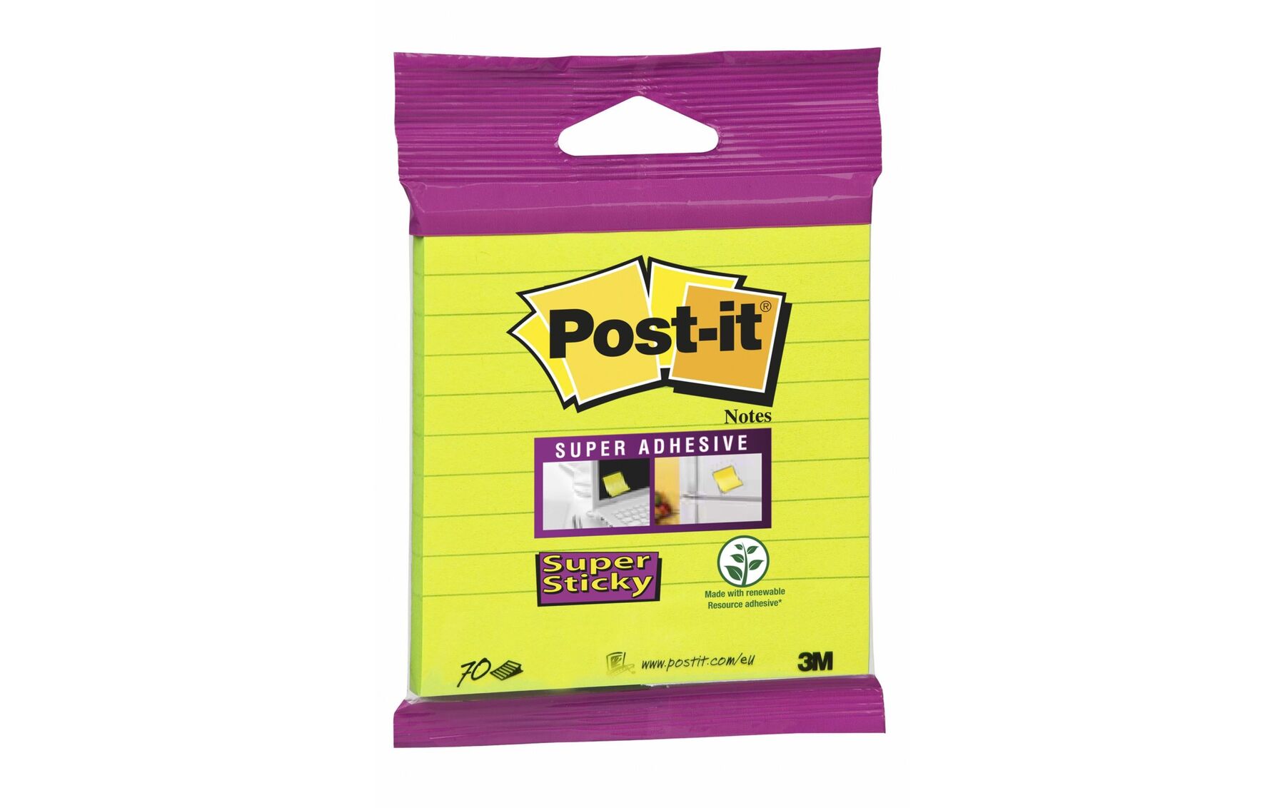 Block Super Sticky 100x100mm grün, 70 Bl., liniert, hängbar POST-IT XL-LL