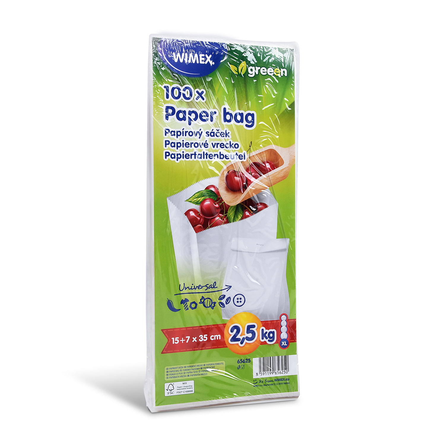 Papierfaltenbeutel (FSC Mix) weiß 15+7 x 35 cm 2,5kg - 100 Stück