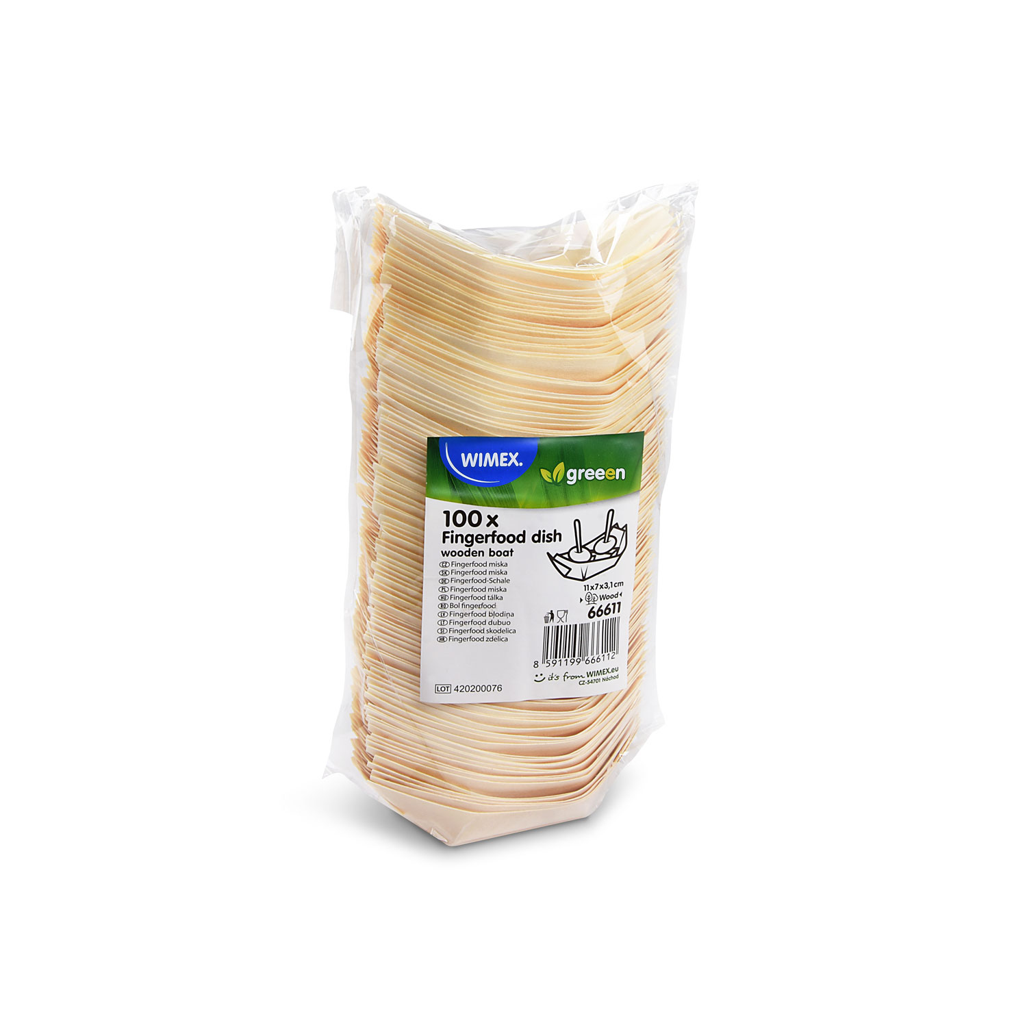 Fingerfood-Schale aus Holz Schiffchen 11 x 7 cm - 100 Stück