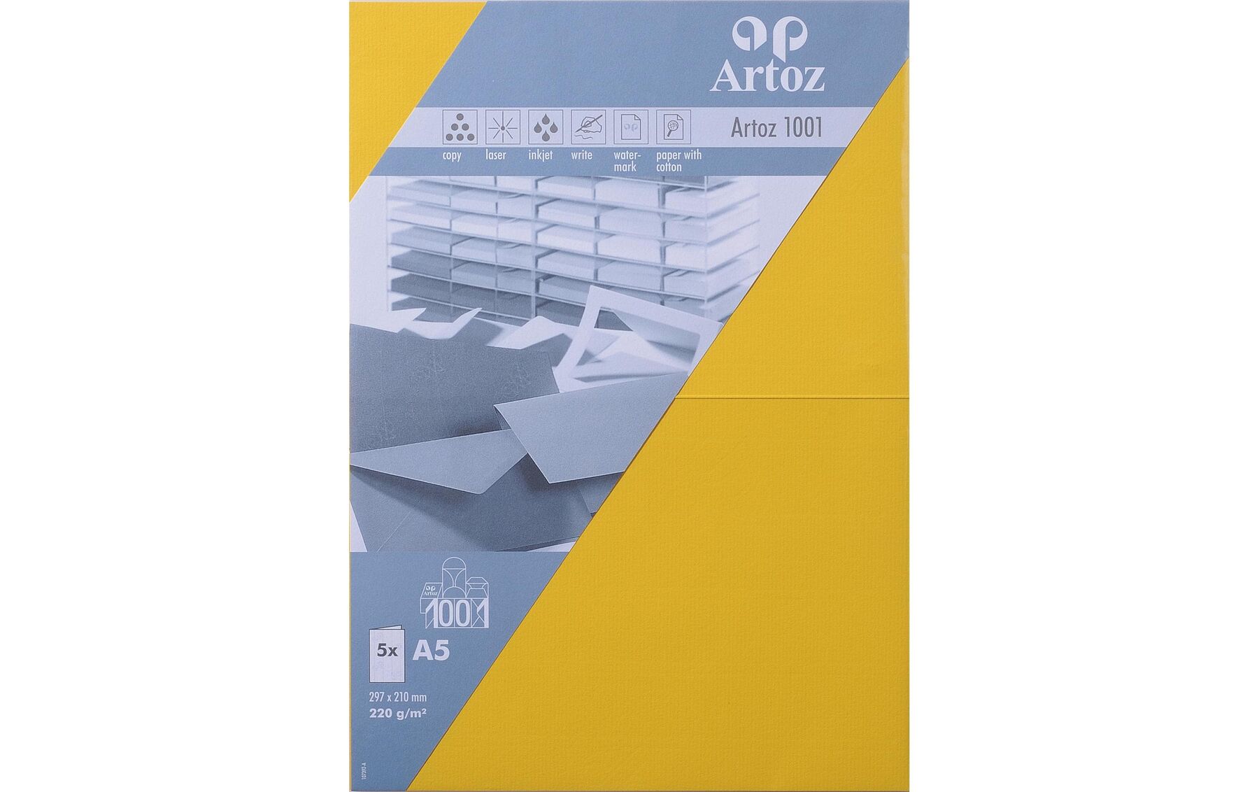 Karten 1001 A5 220g, sonnengelb 5 Blatt ARTOZ 107392262