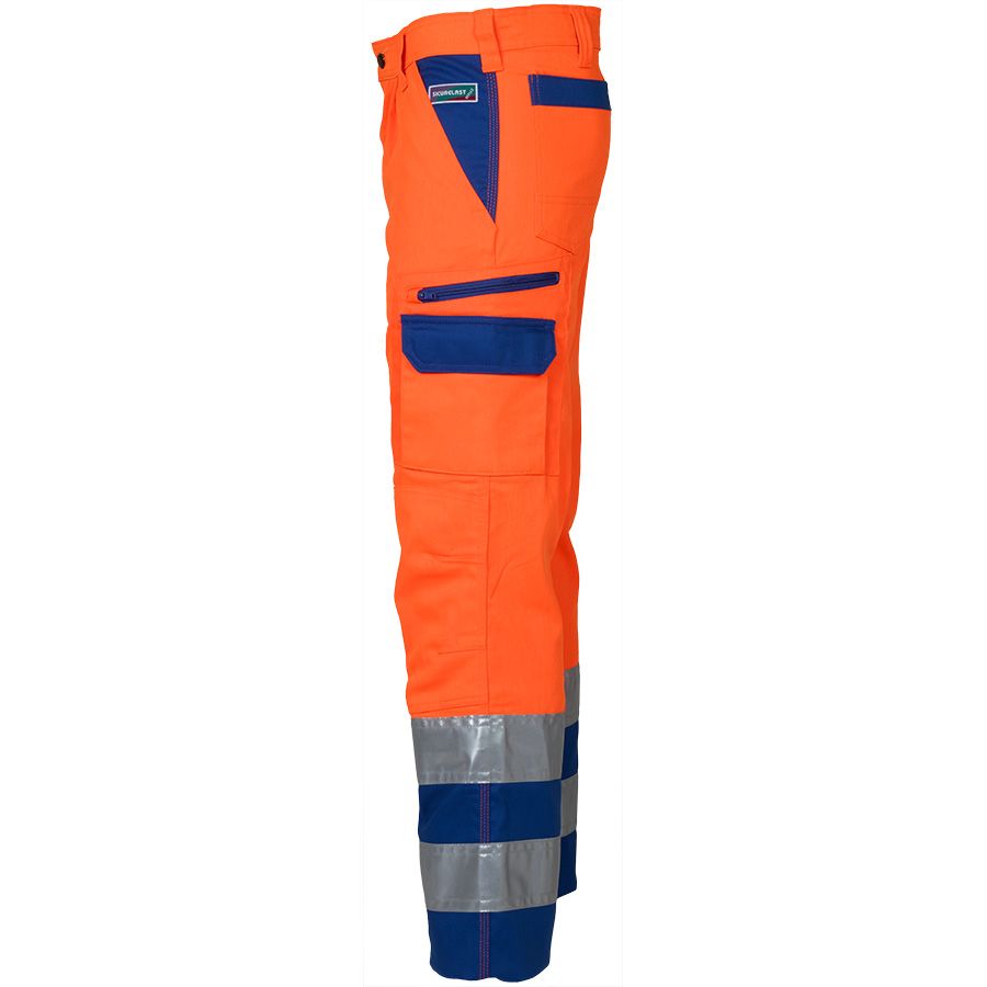 Warnschutz-Bundhose SICURELAST REFLEX, leuchtorange/blau