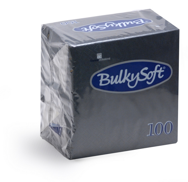 Servietten Bulkysoft 2-lagig, 1/4 Falz schwarz 24x24cm -2000 Stück