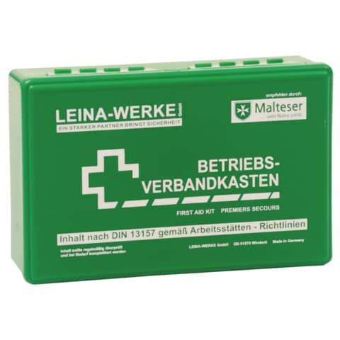 LEINA Betriebsverbandkasten, Inhalt DIN 13157, grün