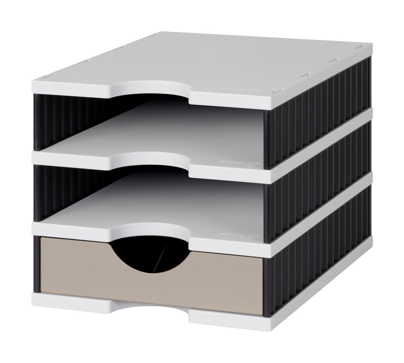 Ablagesystem styrodoc bk/grau,3 Fächer 248x331x225mm STYRO 268-0103.