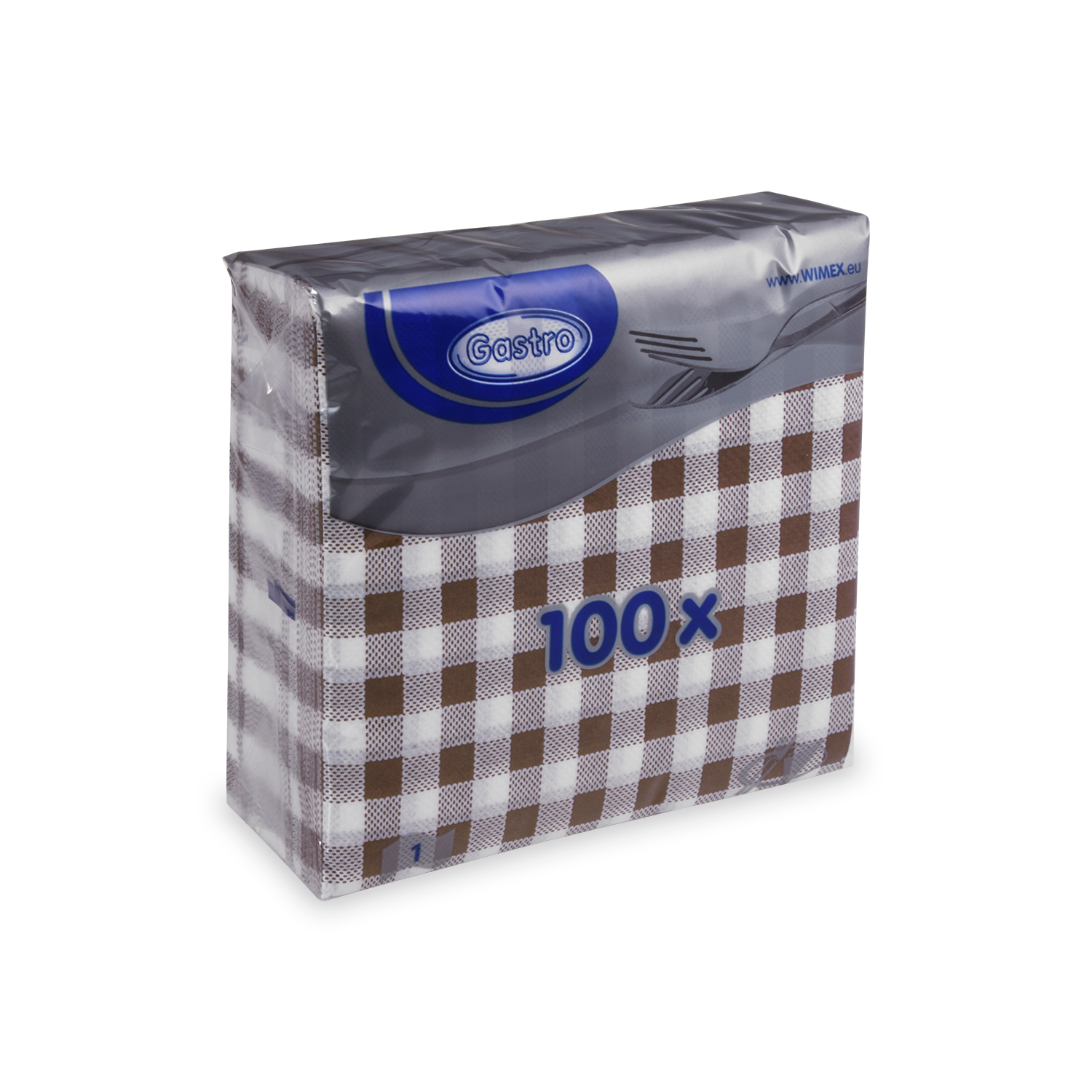 Serviette 1-lagig Karo braun 33 x 33 cm - 100 Stück