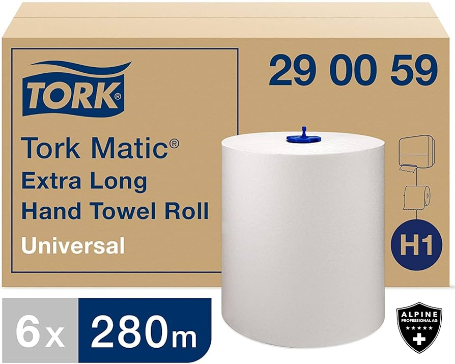 Tork 290059 Matic extra-langes Rollenhandtuch H1 Universal weiss – Karton à 6 Rollen