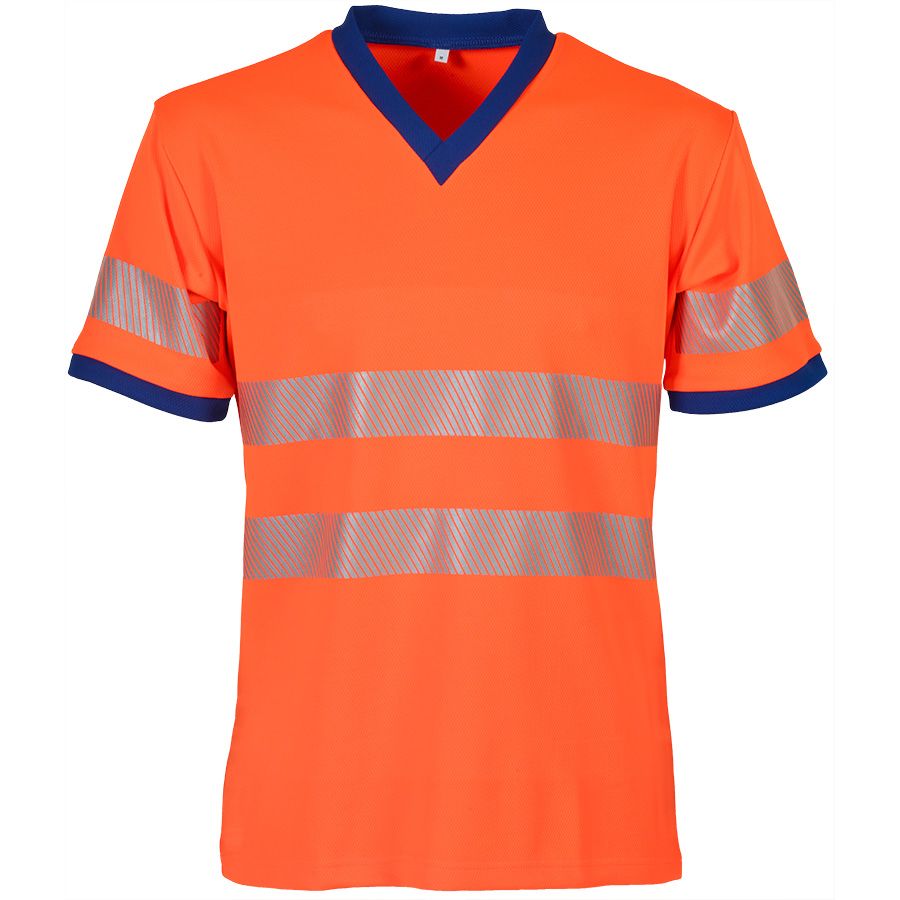 Warnschutz-T-Shirt OXYGEN REFLEX, leuchtorange/blau