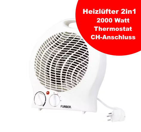 2000W Heizlüfter weiss Thermostatgesteuert
