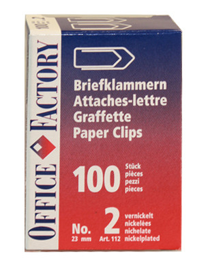 OF. Büroklammern Gr.2 vernickelt, 23mm 100  Stück SMART 112