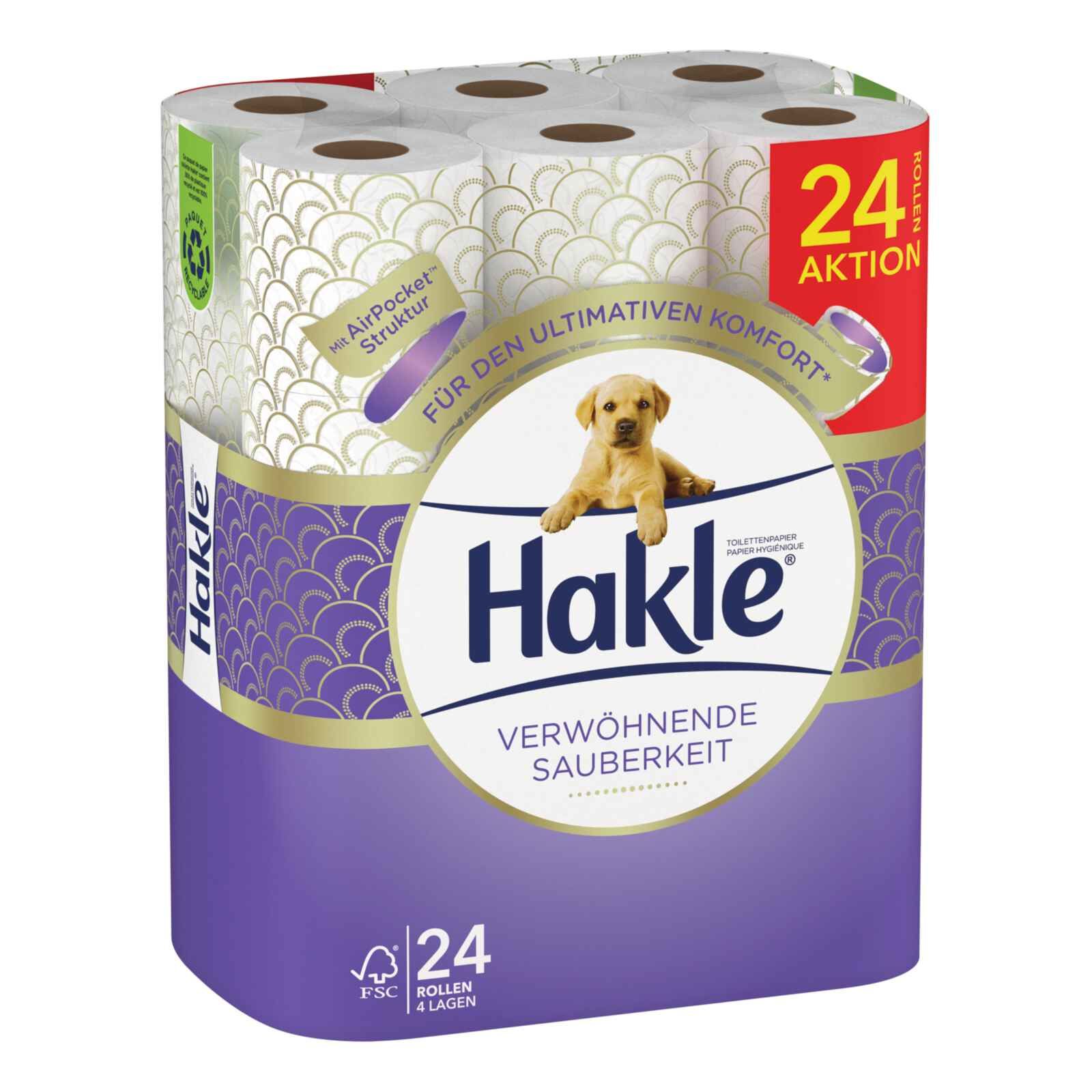 Hakle Verwöhnende Sauberkeit 4-lagig - 1 Sack à 24 Rollen
