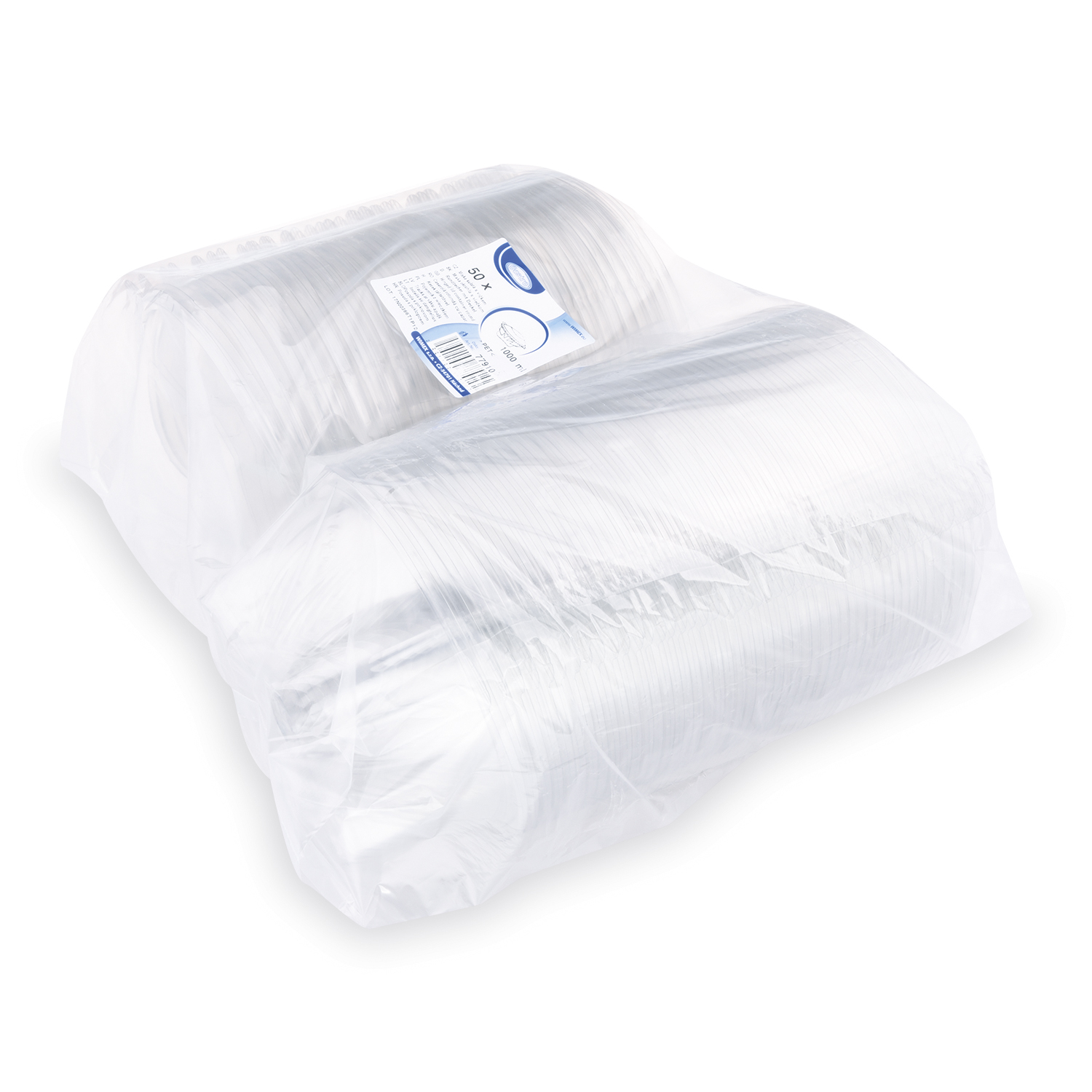 Rundbecher (rPET) mit Deckel klar 1000ml - 50 Stück