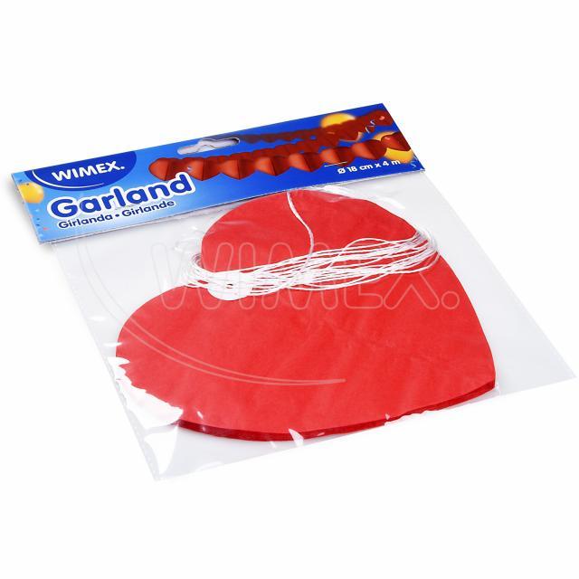 Papier-Girlande Herzen rot für Festdekoration, Ø 18 cm x 4 m, Packung mit 1 Stück