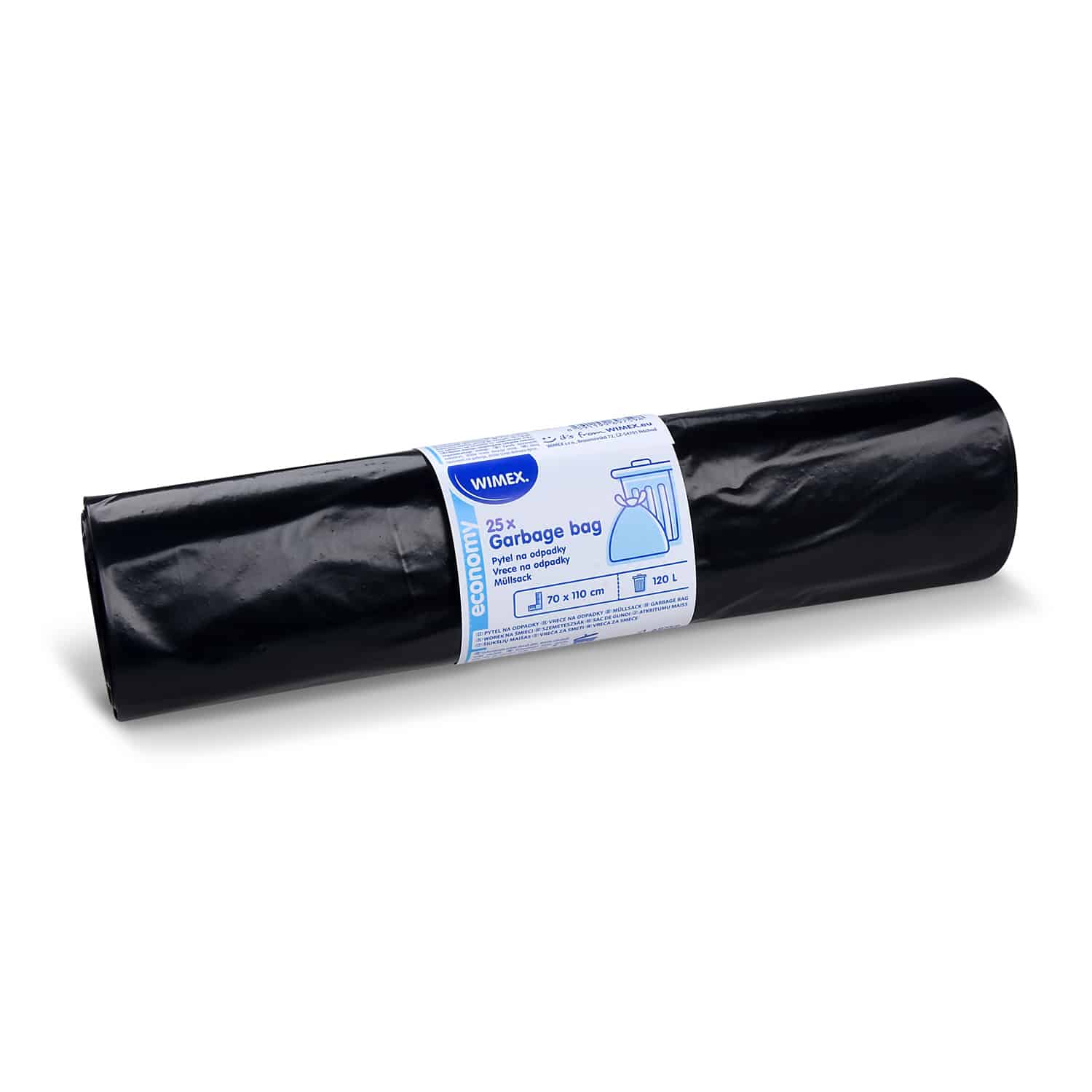 Müllsack LDPE schwarz 70 x 110 cm 120 l für Küche, Lager und Reinigung, Packung mit 25 Stück